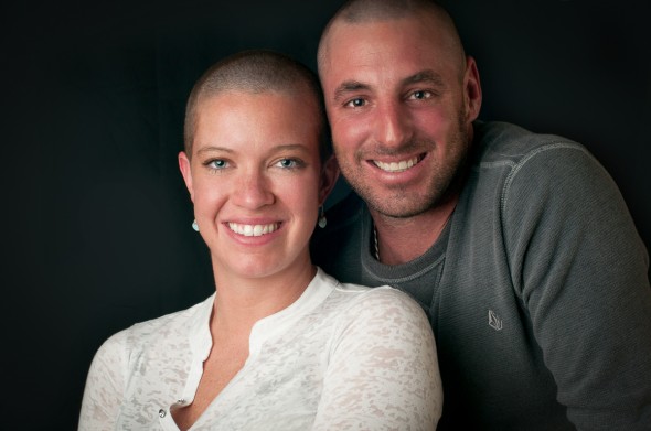 Mia and Aaron shaved their heads to raise funds for pediatric cancer research.